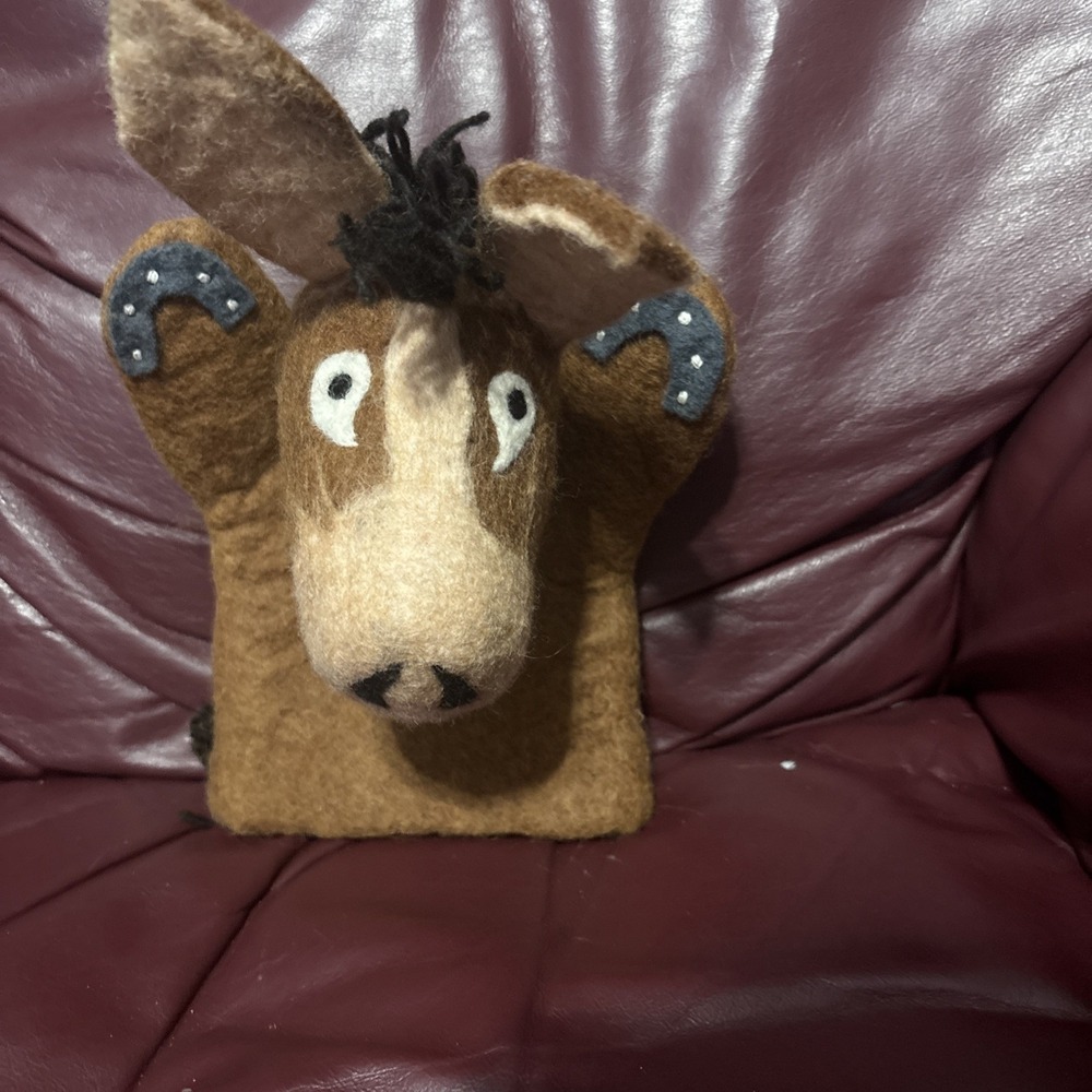 NWT  Horse Hand Puppet‎ Handmade Felt Wool Silk Road Bazaar Hand Made Natural